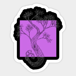 Purple Square Ink Tree Sticker